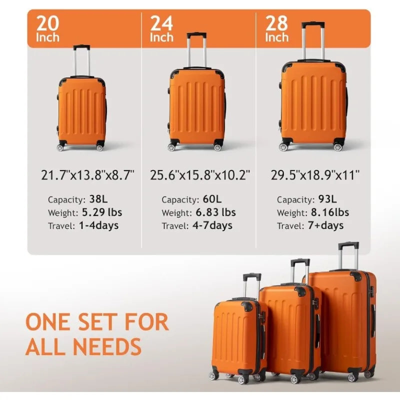 3-Piece Travel Lightweight Suitcase Set